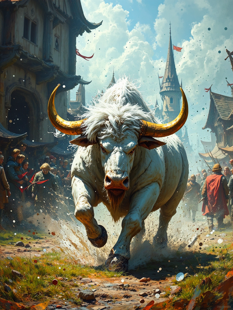 Aurochs charges through medieval