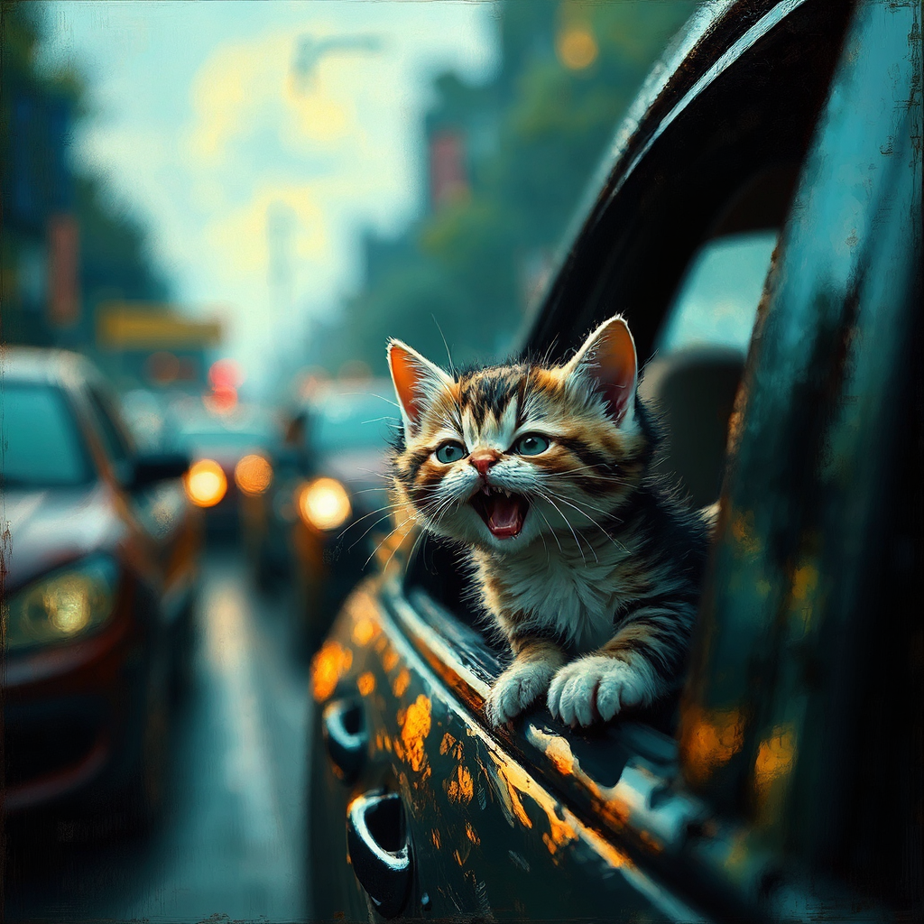 Angry kitten in a