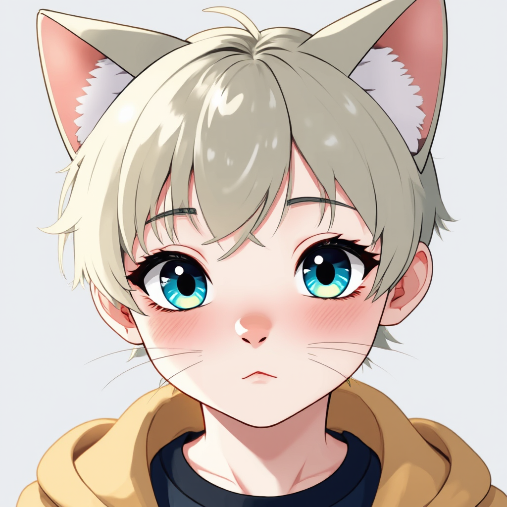 Cute androgynous anime catboy