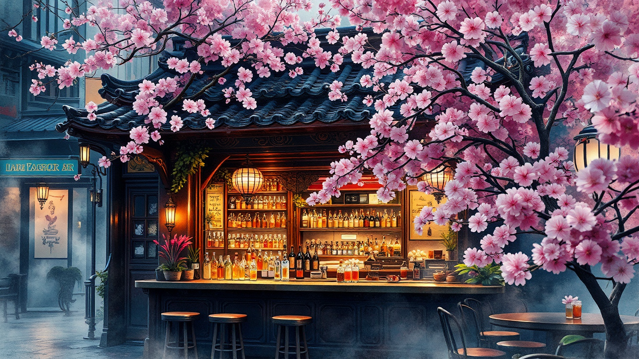 A bar decorated with