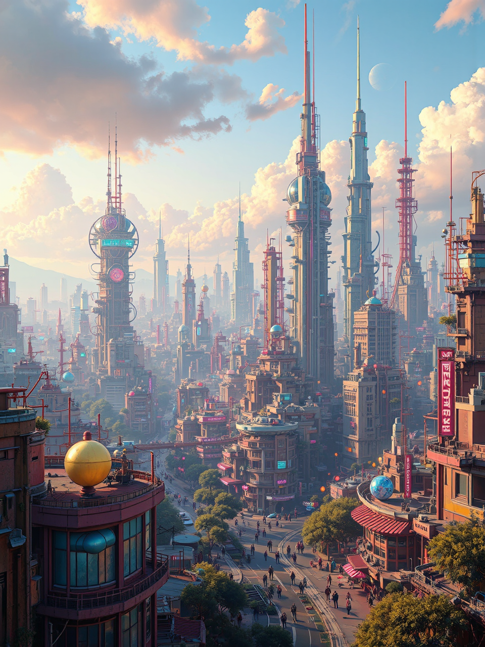 A futuristic cityscape with