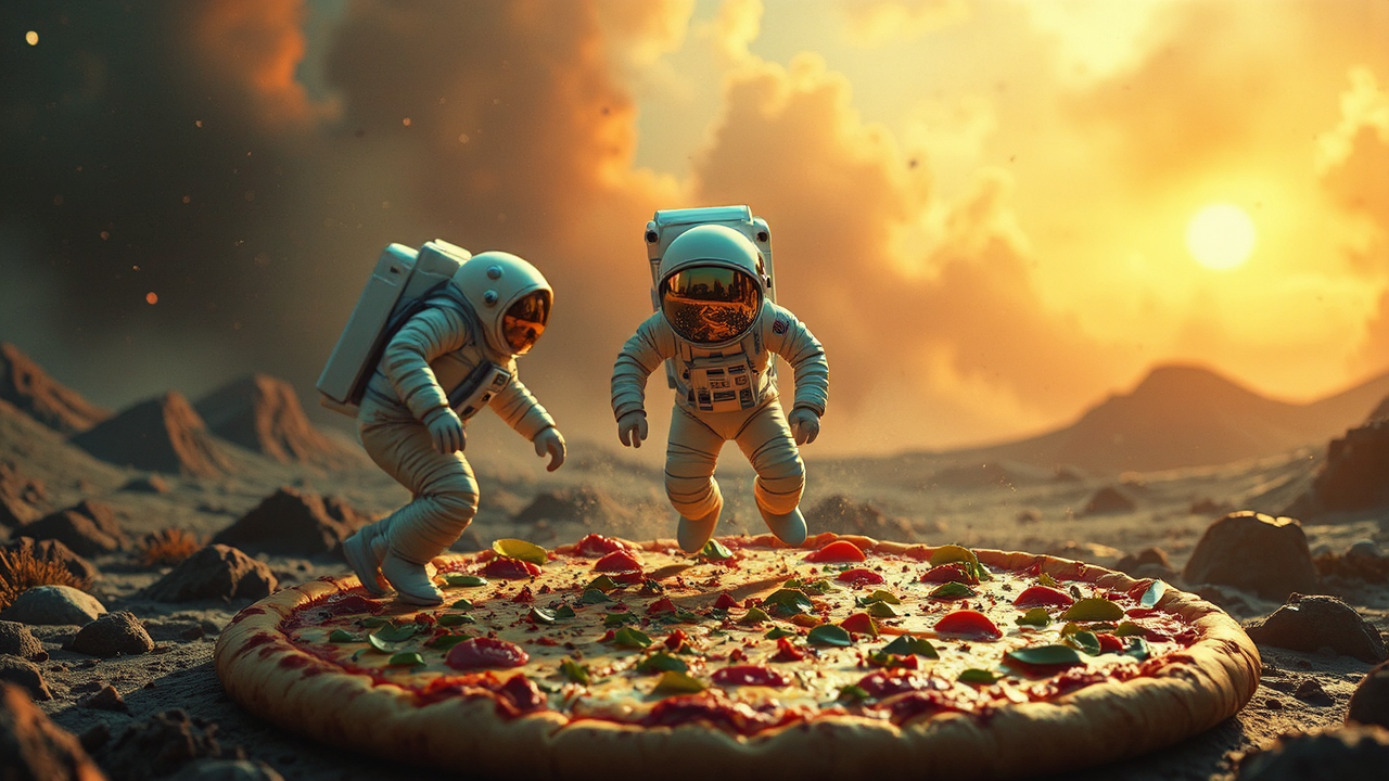 Astronauts landing on a