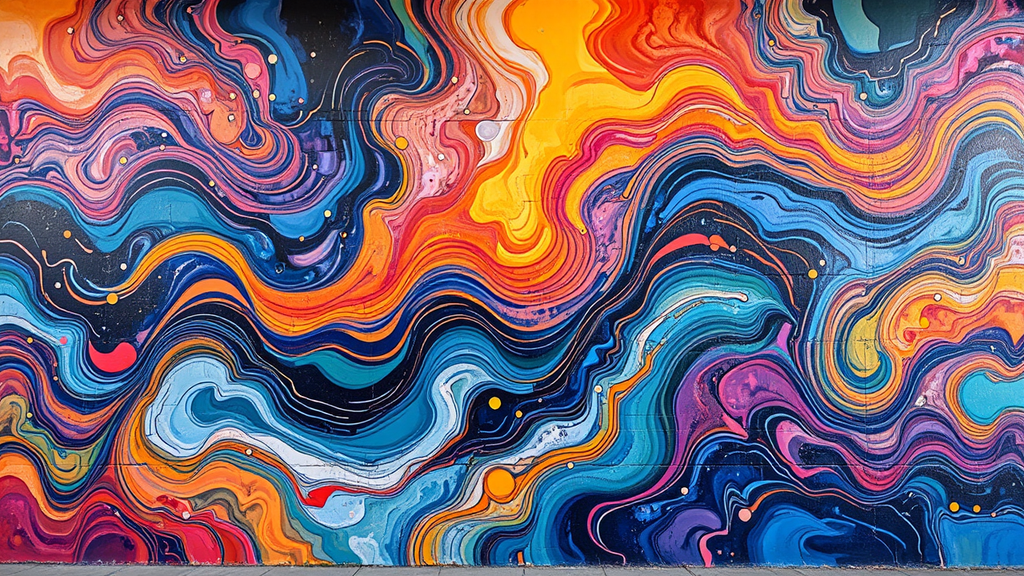 Fluid abstract vibrant mural