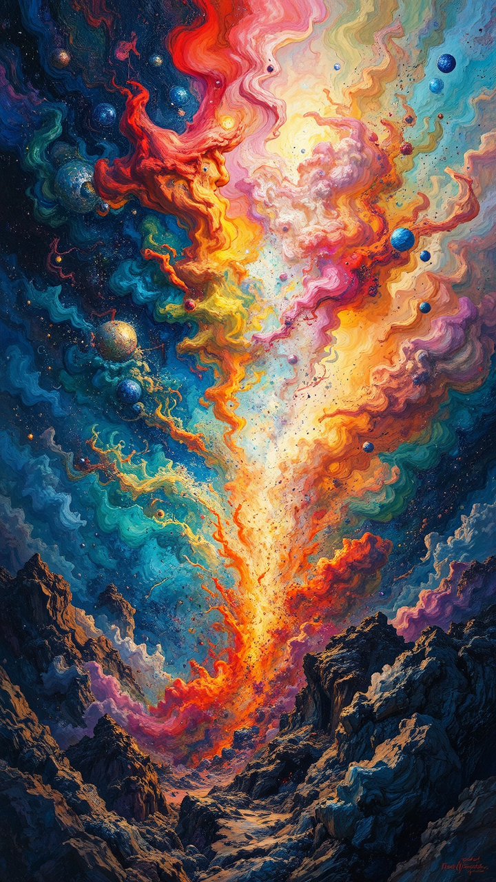 Multicolor nebula explosion with