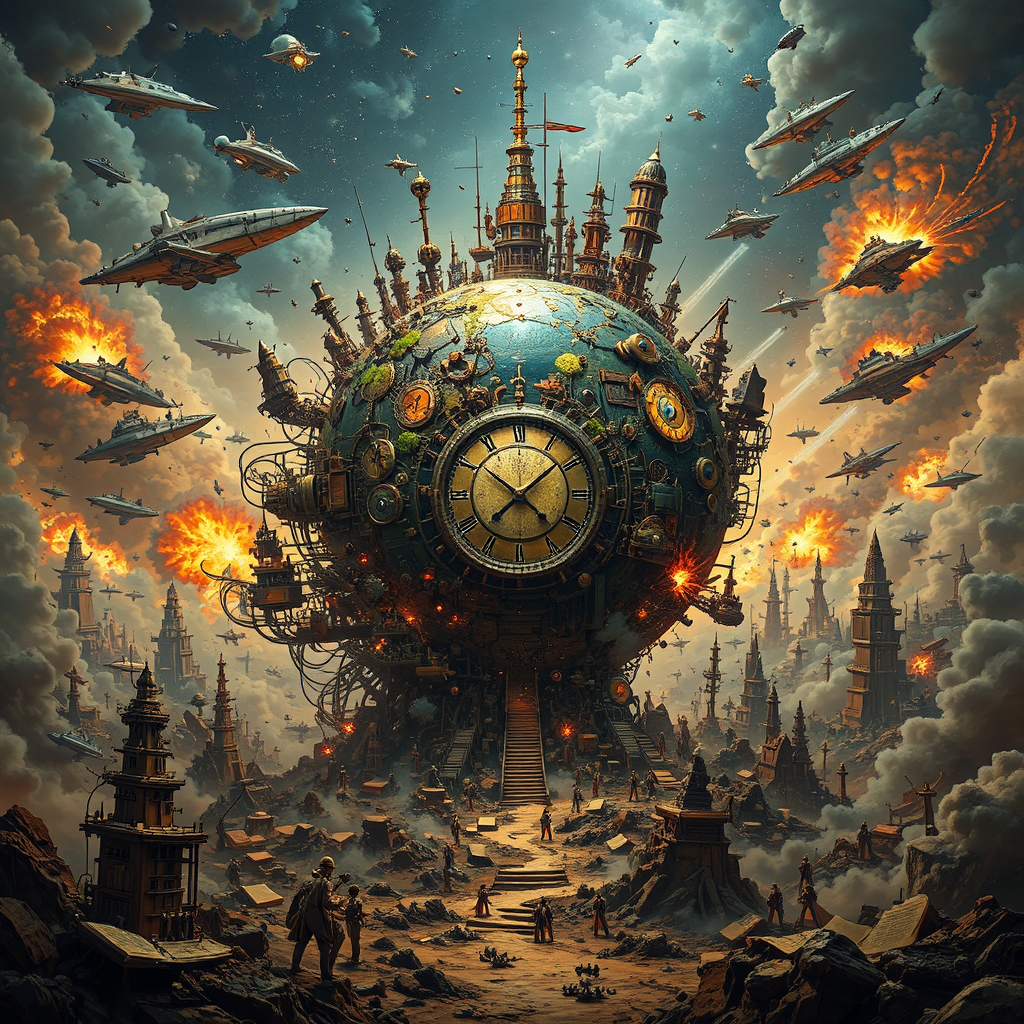 Mechanical planet amidst space