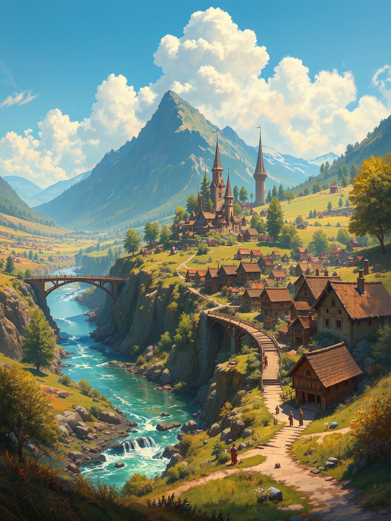 Medieval village near a