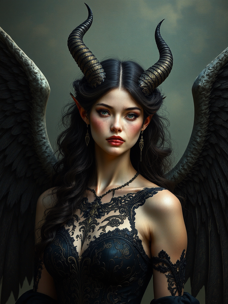Winged goddess in ornate