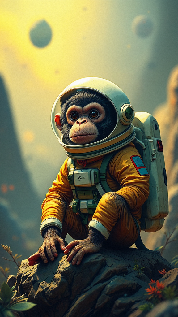 A monkey in an