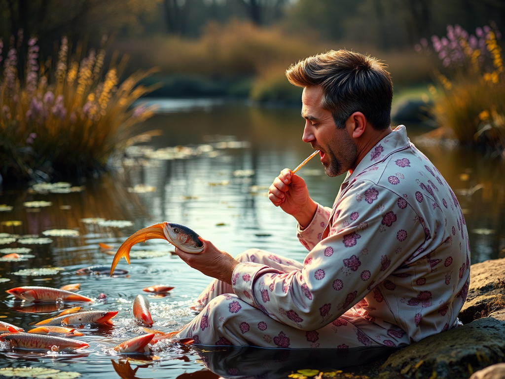 Ryan Reynolds eating fish