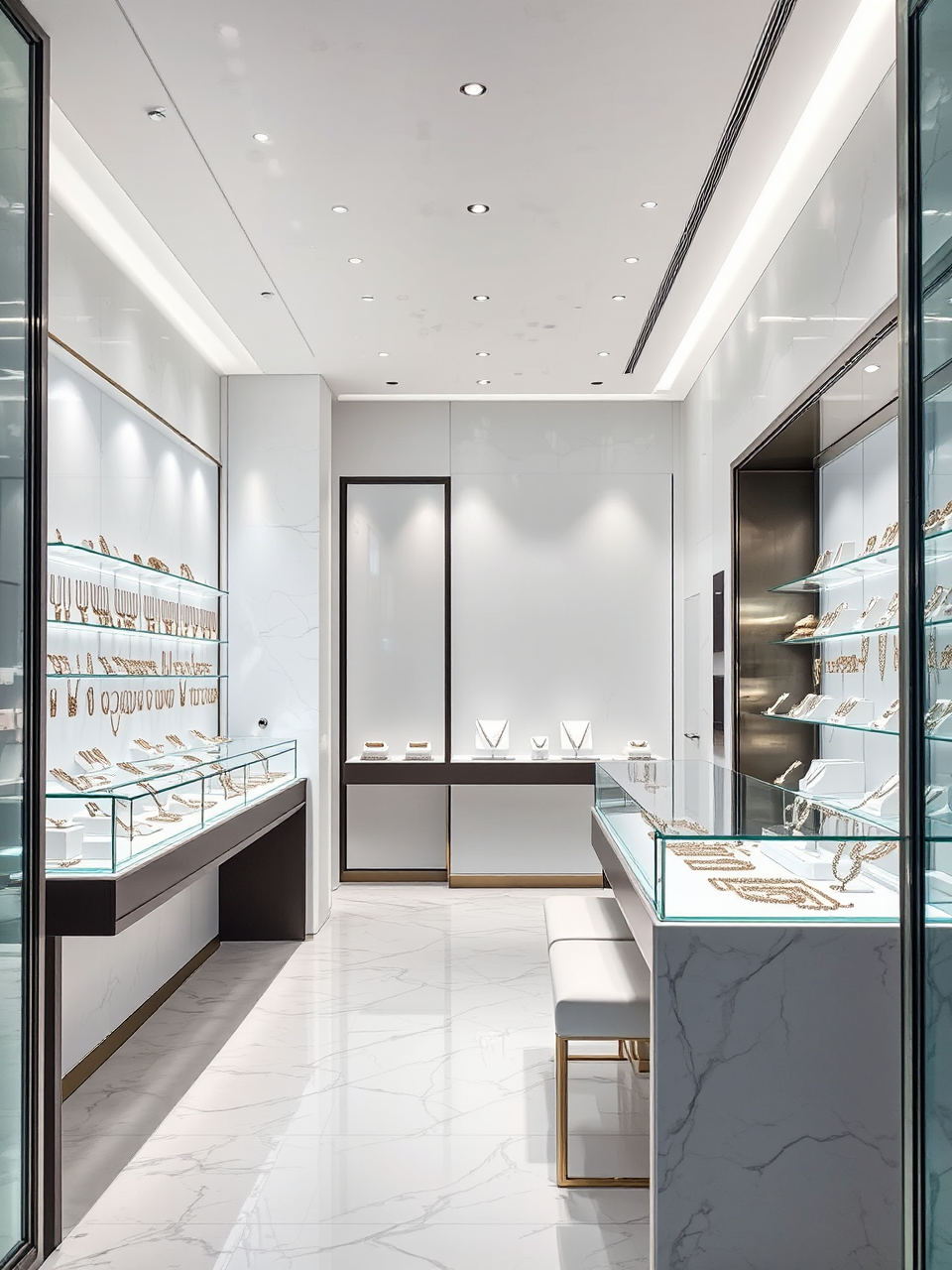 White jewelry store interior