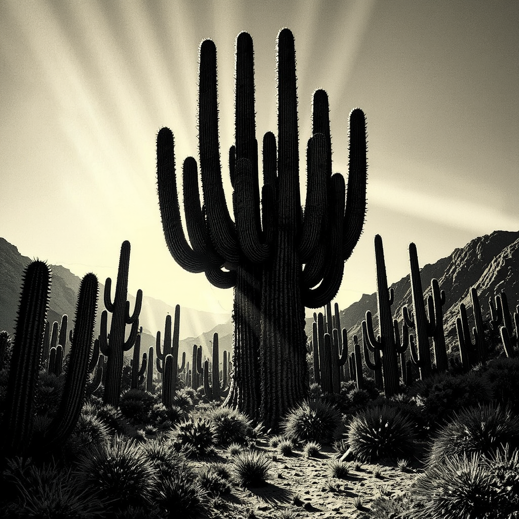 Giant cactus forest in