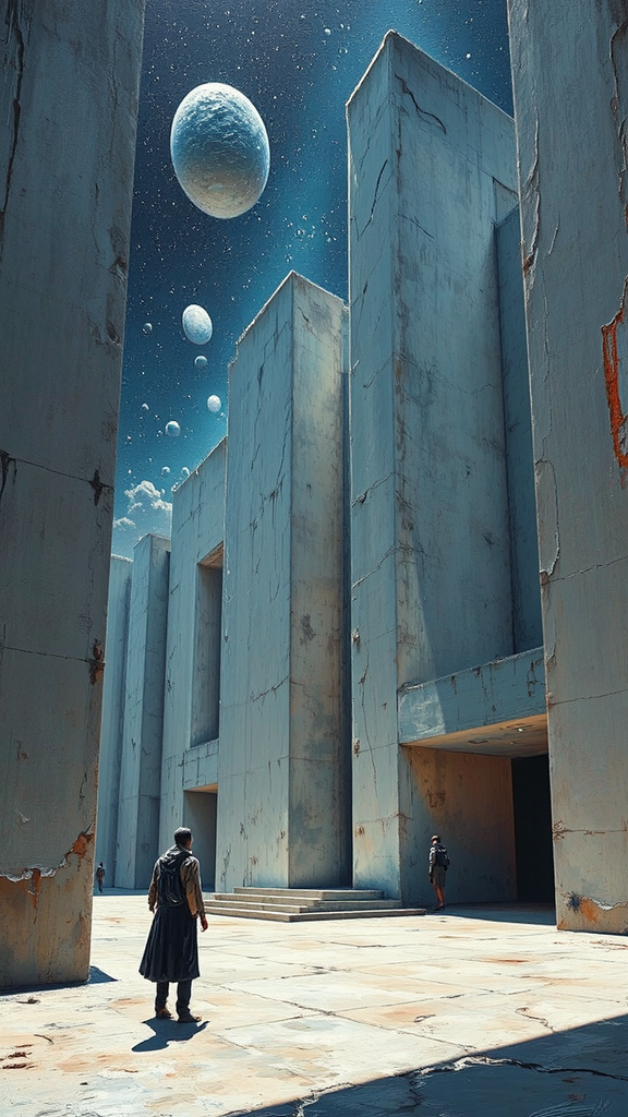 Futuristic brutalist architecture in