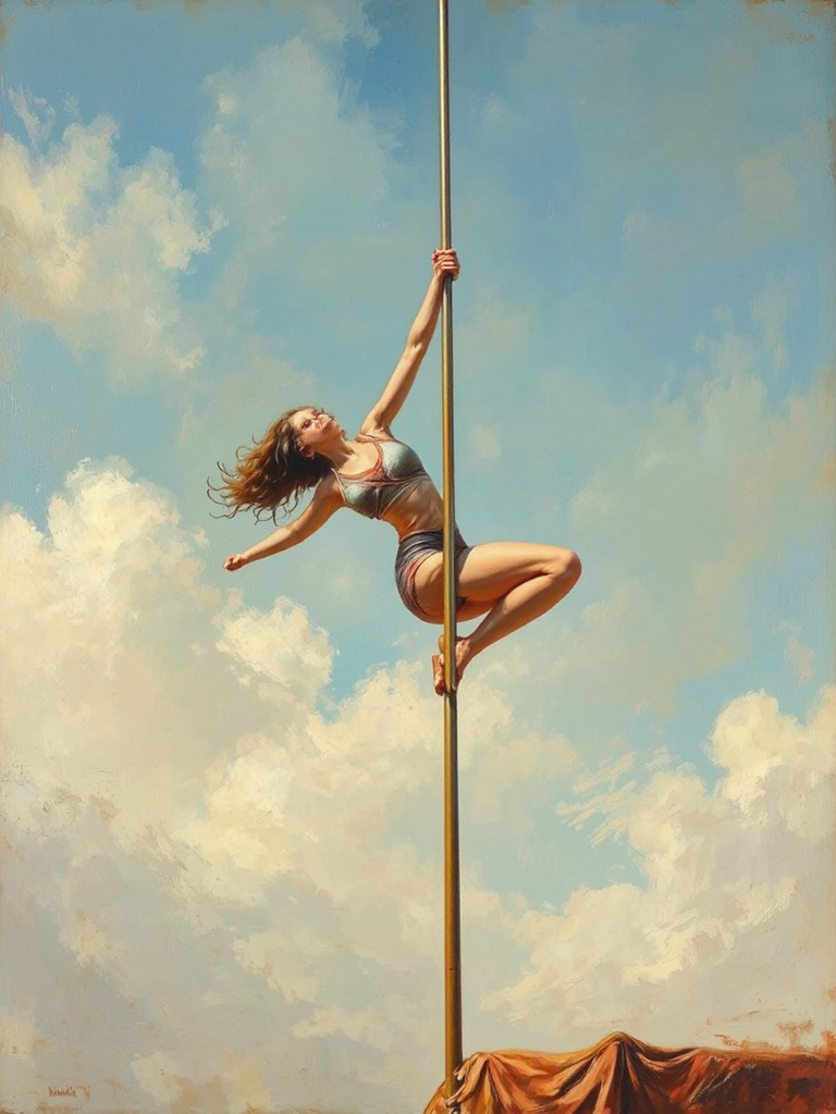 Woman pole vaults in
