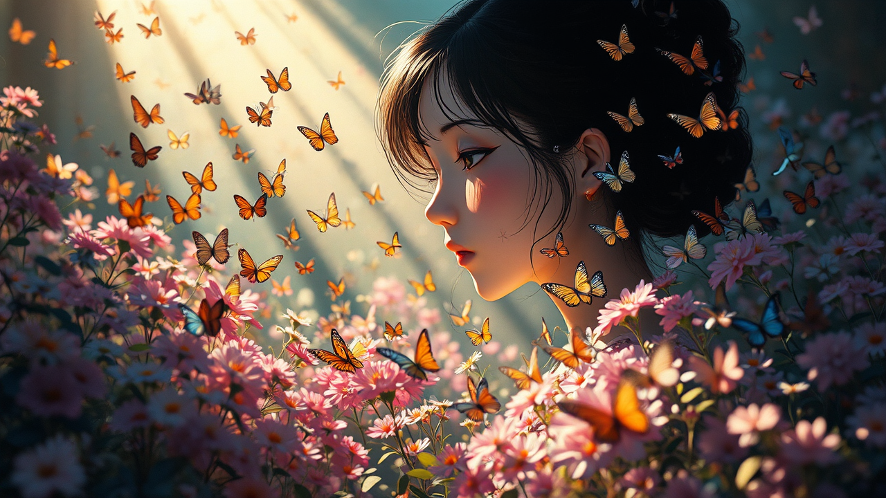 Portrait of swarming butterflies.