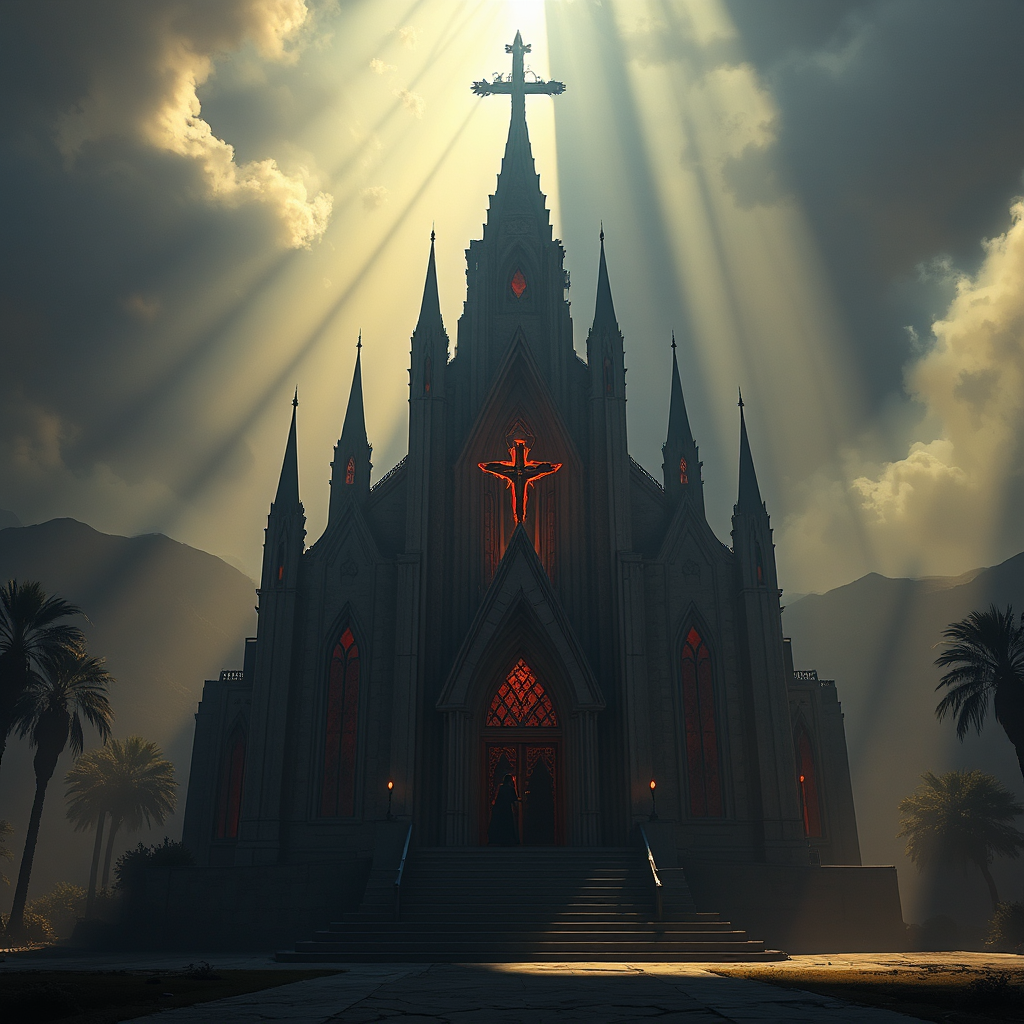 Church building with photorealistic