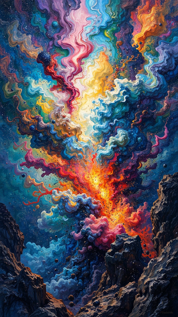 Multicolored nebula explosion in