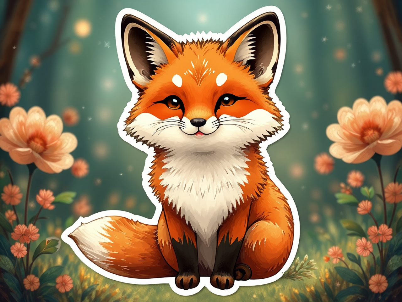 Cute fox with intricate