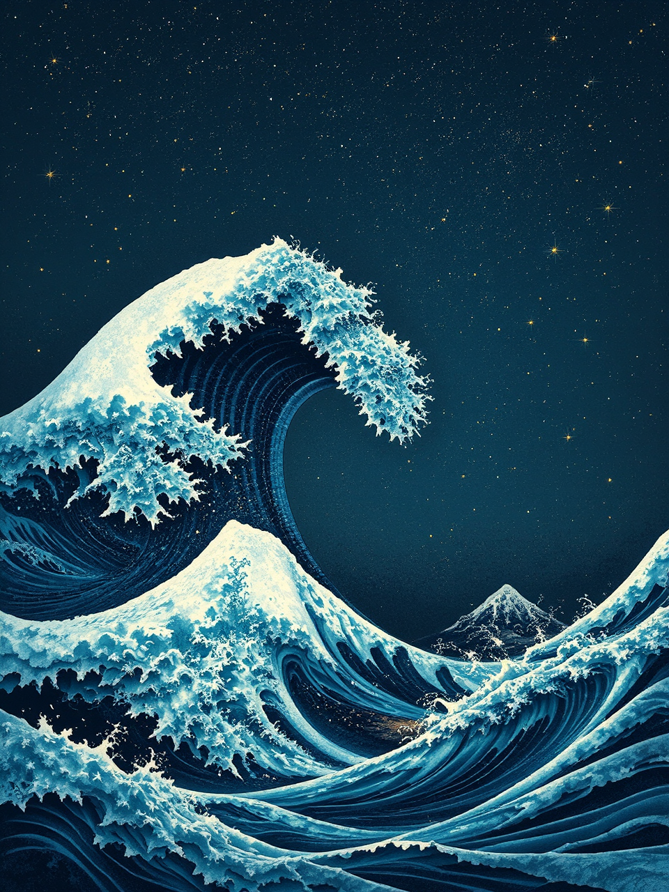 Majestic waves under starry