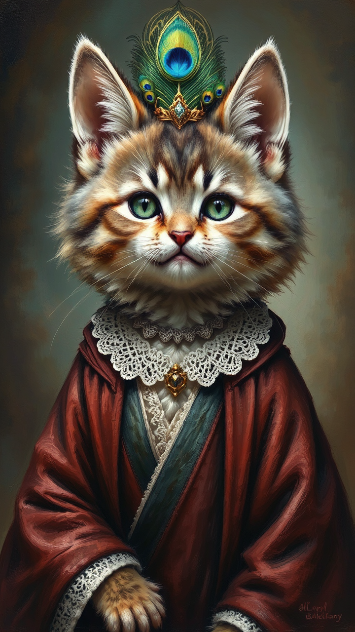 Kitten-wolf hybrid in a