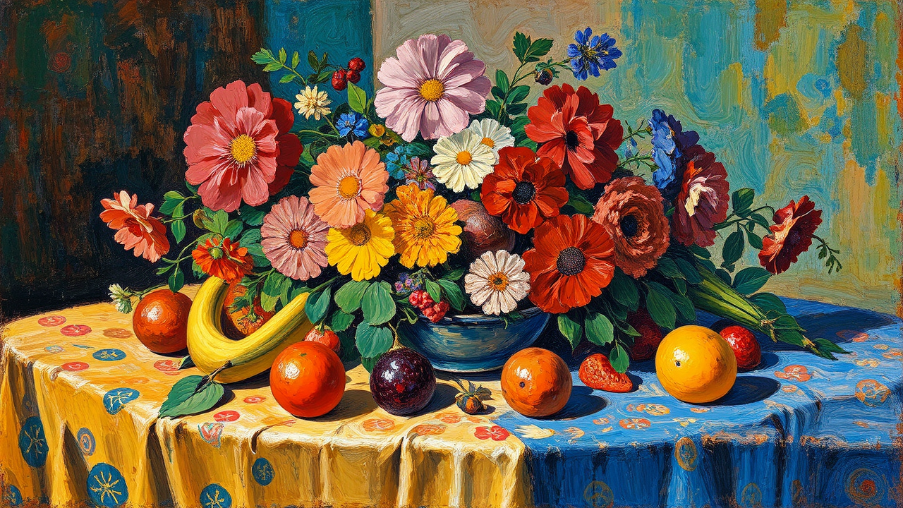 Flowers and fruit on