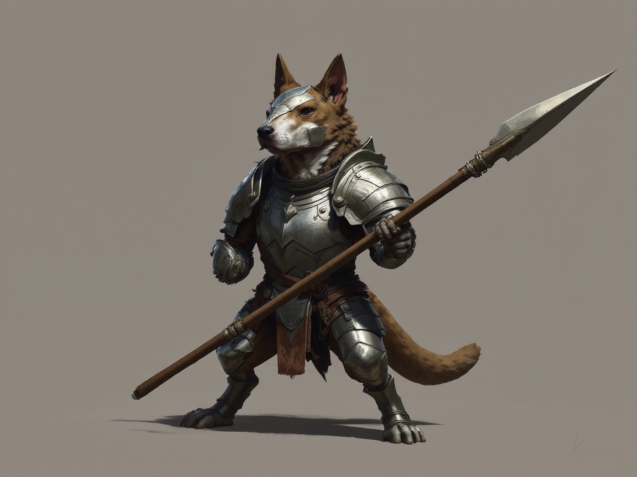 Humanoid dog in armor