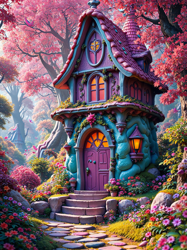 Vibrant fantasy landscape with