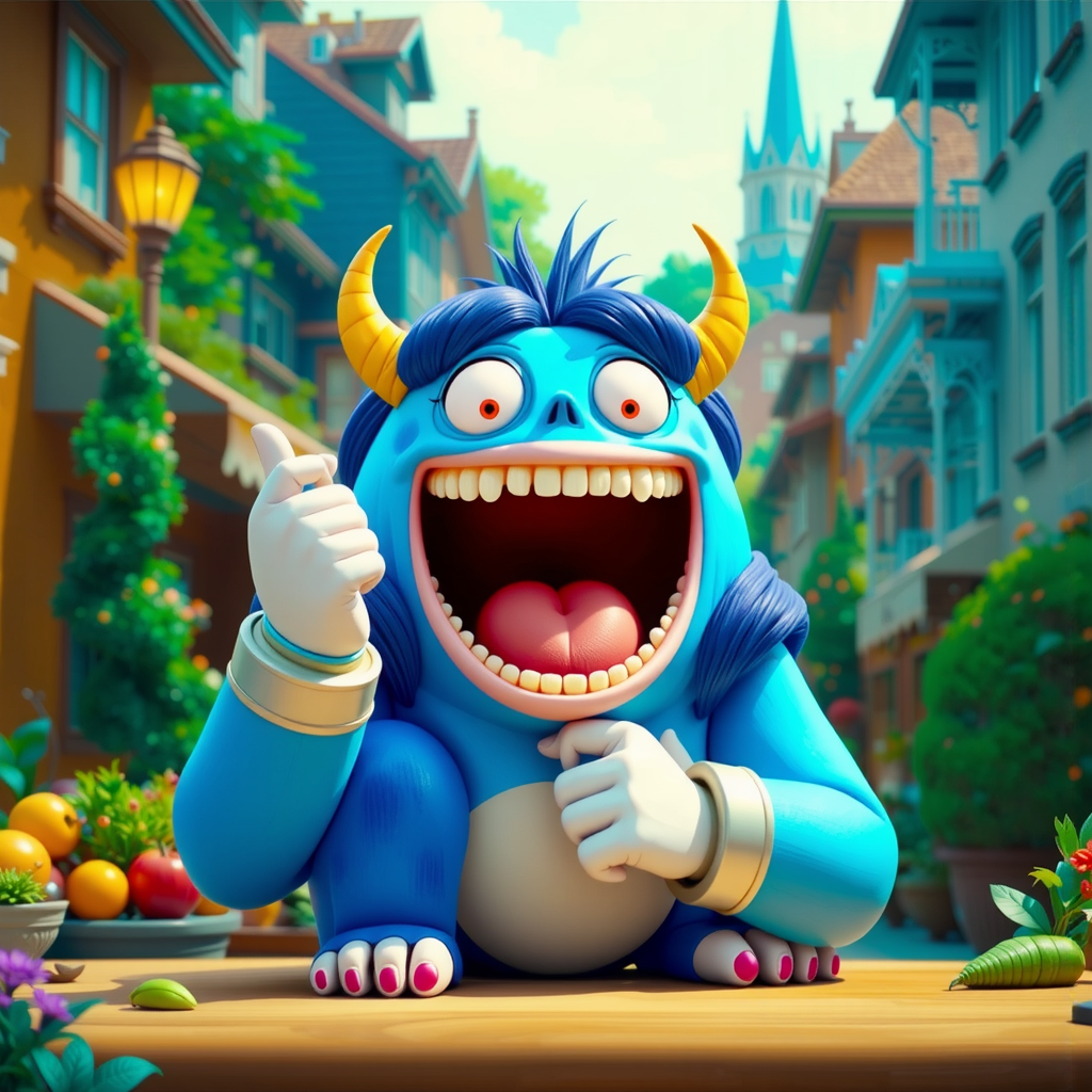 A happy monster in
