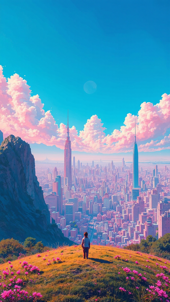 Cityscape with vibrant colors