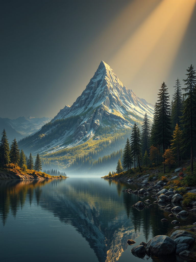 Mountain lake scene with
