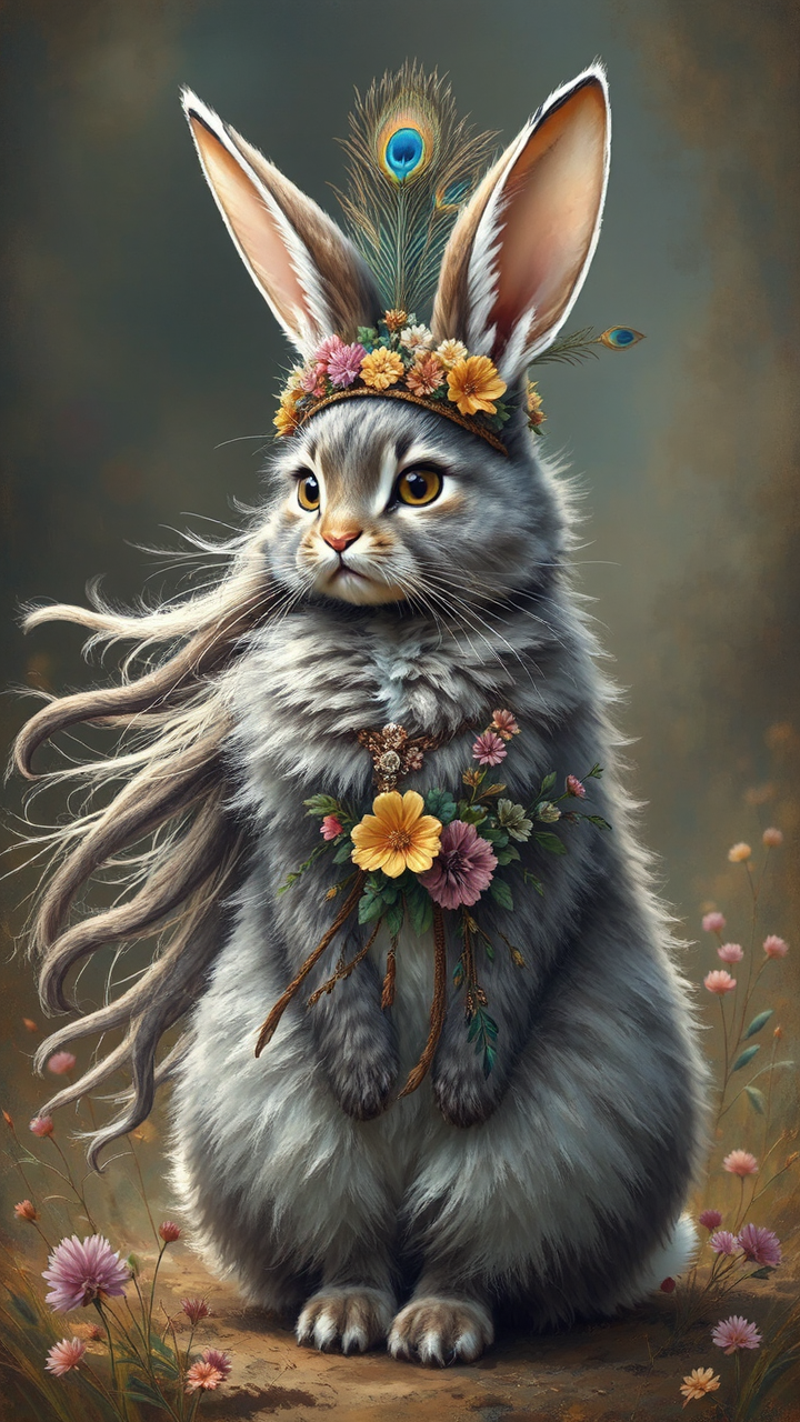 A hybrid cat-bunny in