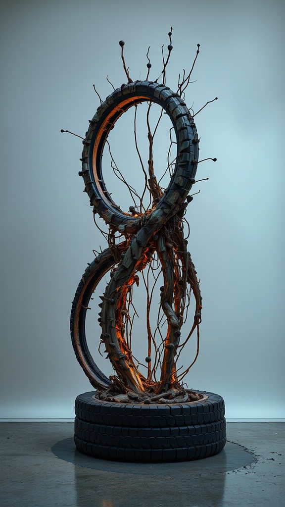 Mixed media abstract sculpture.