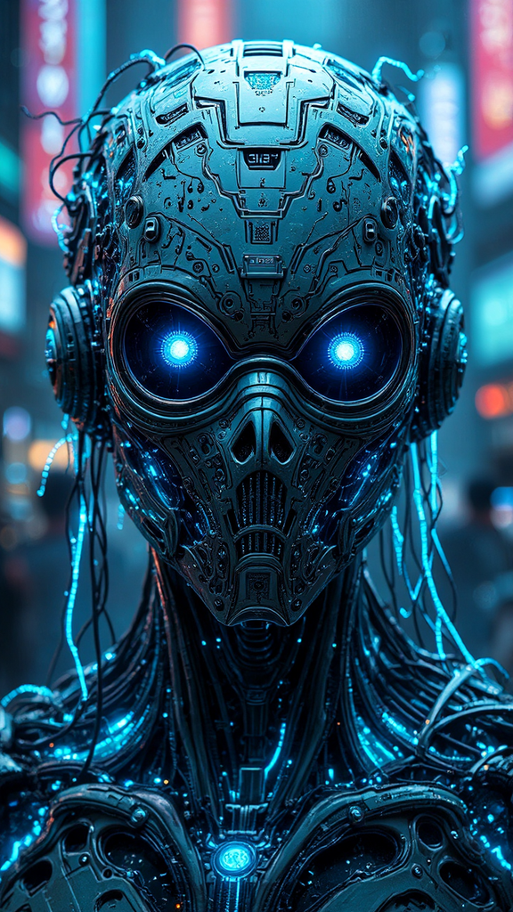 Futuristic robot with glowing