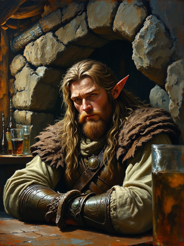 Elven warrior rests in