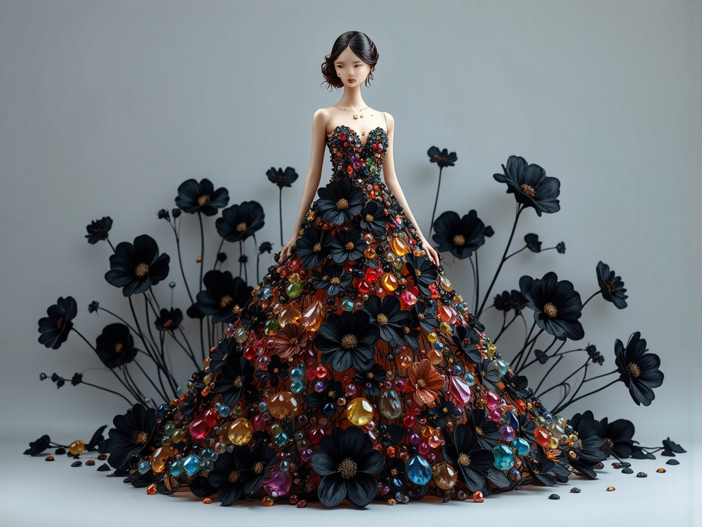 Multicolored evening gown with