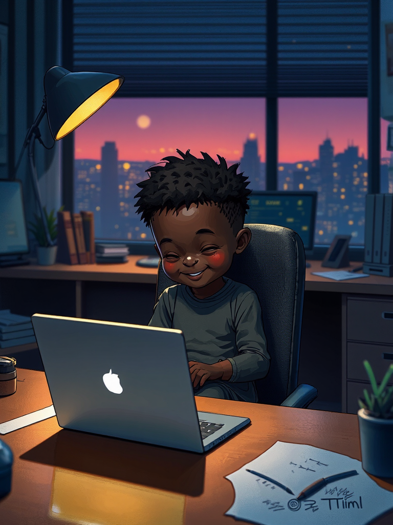 A child draws on