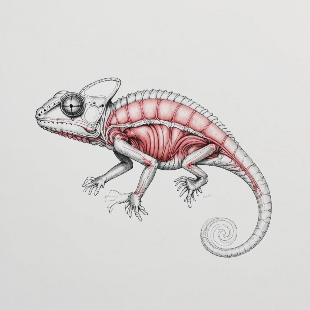 Chameleon with colorful, scaly