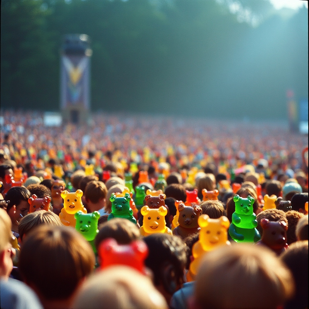 Gummy bears attend Woodstock