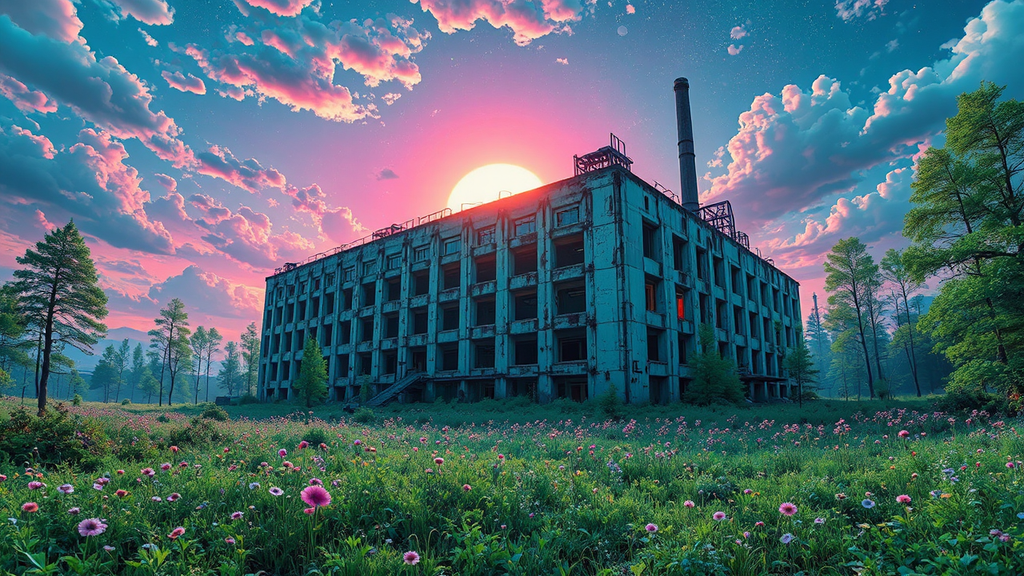 Abandoned industrial building with