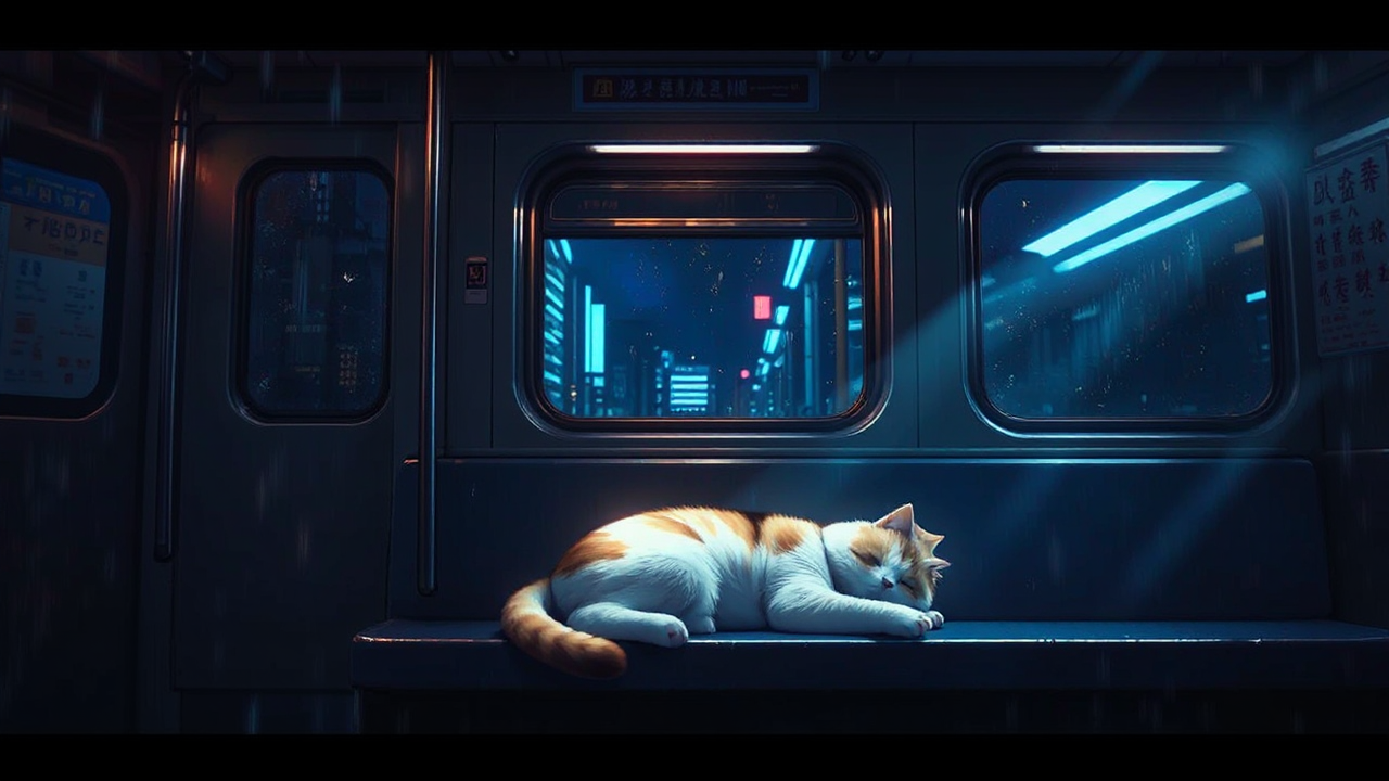 Anime cat sleeping in