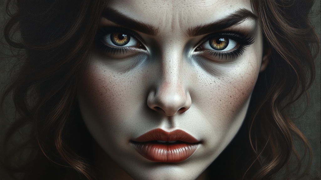 Charcoal painted closeup portrait
