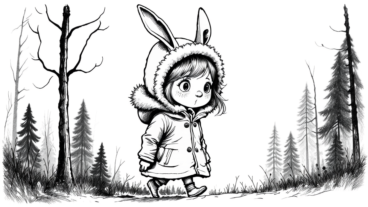 Black and white cartoon
