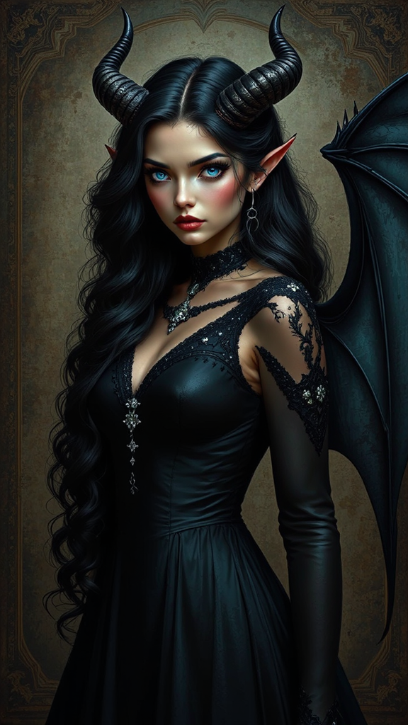 Beautiful woman with horns