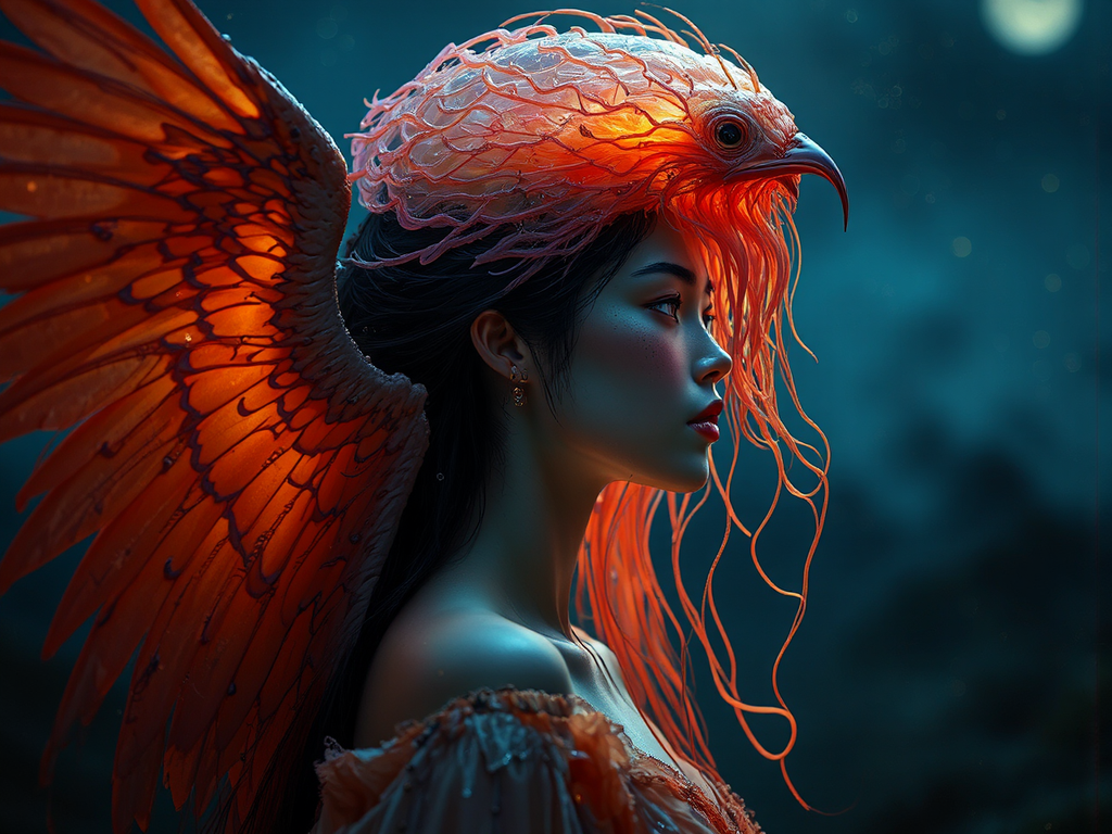 Goddess woman with jellyfish