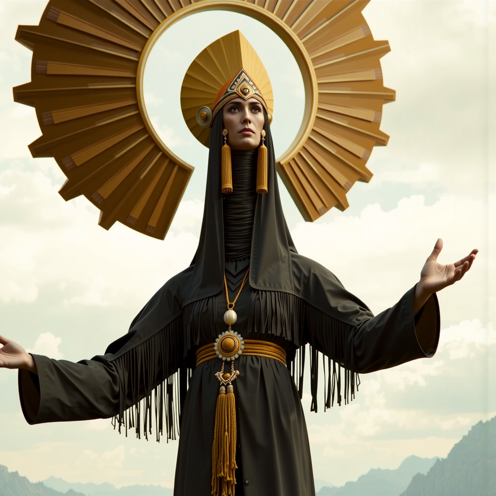 Hyperborean priestess in elaborate