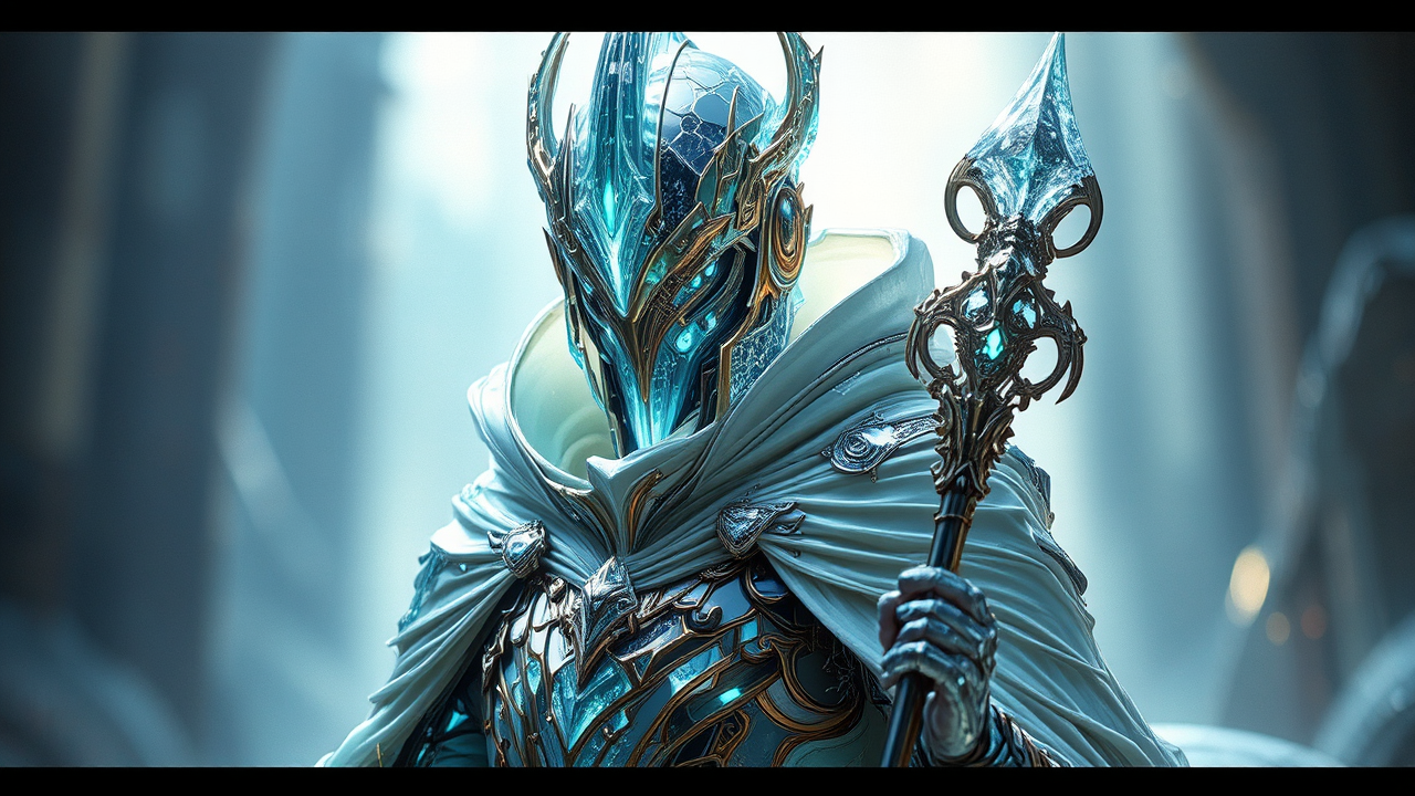 Magician in cyberpunk crystal