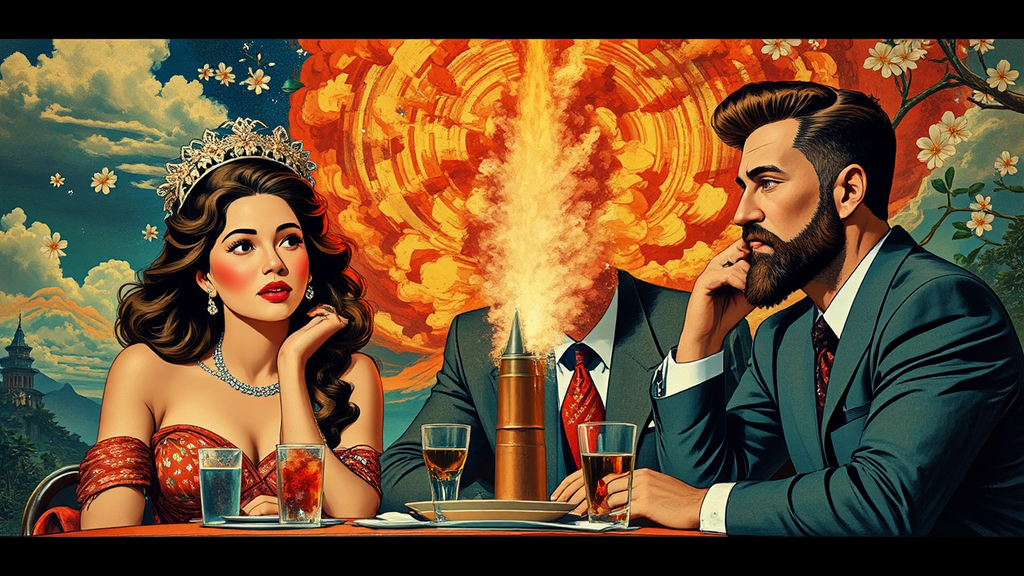 A retro-futuristic illustration of
