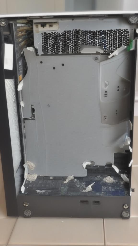 Broken tile under computer