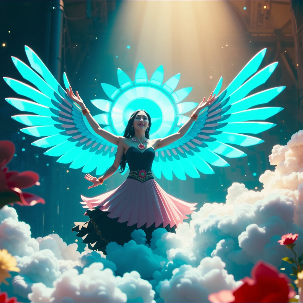 Goddess-like woman with eagle
