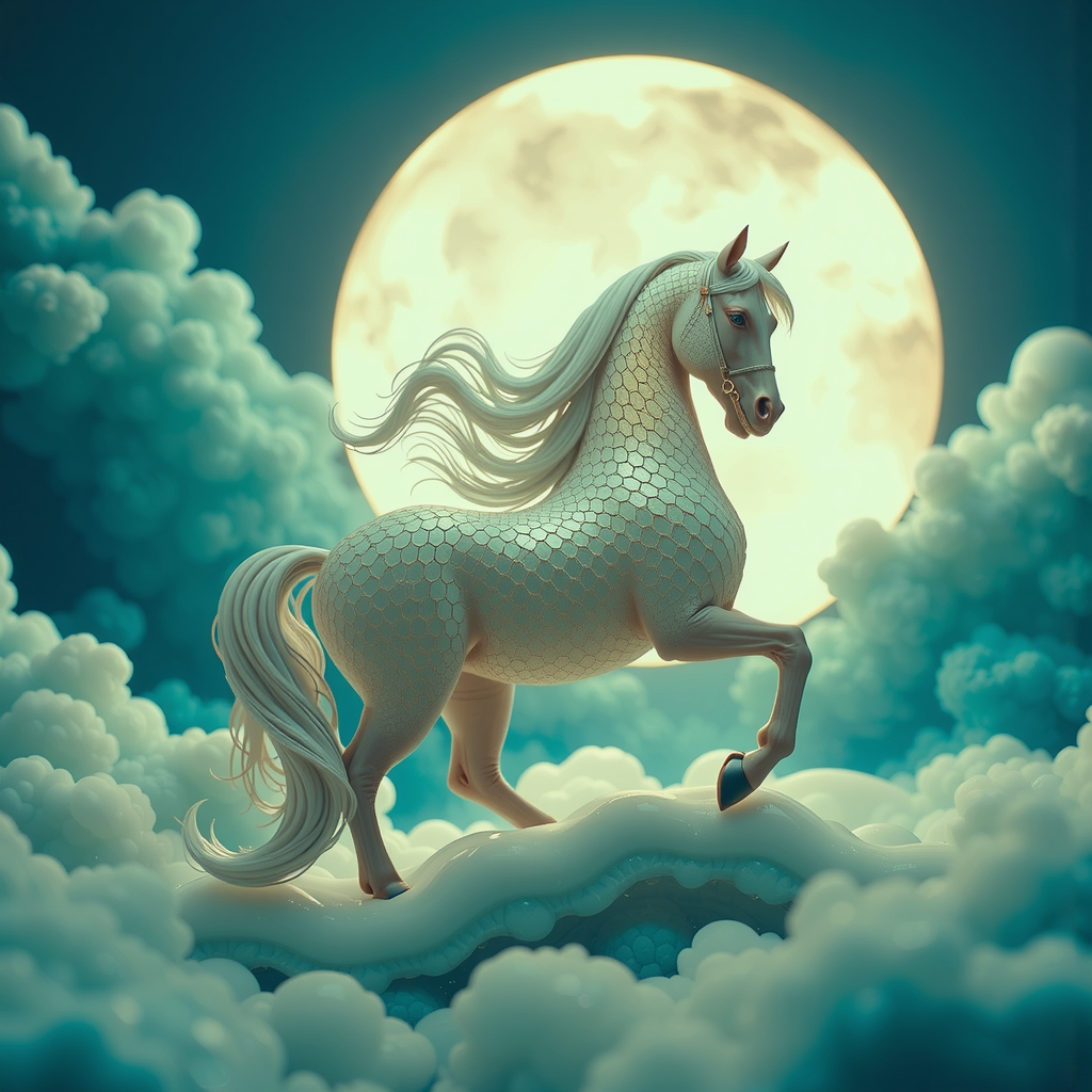 A translucent glowing horse