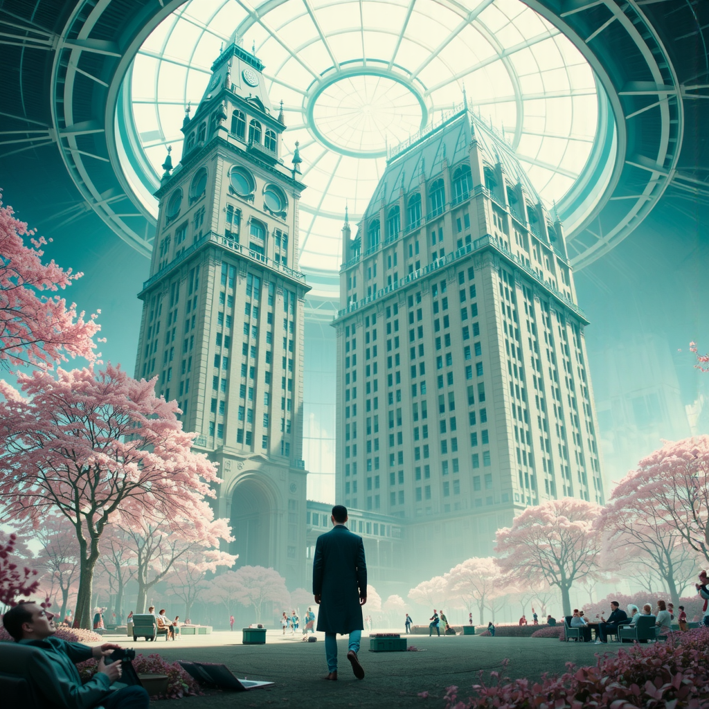 A beautiful, detailed cityscape